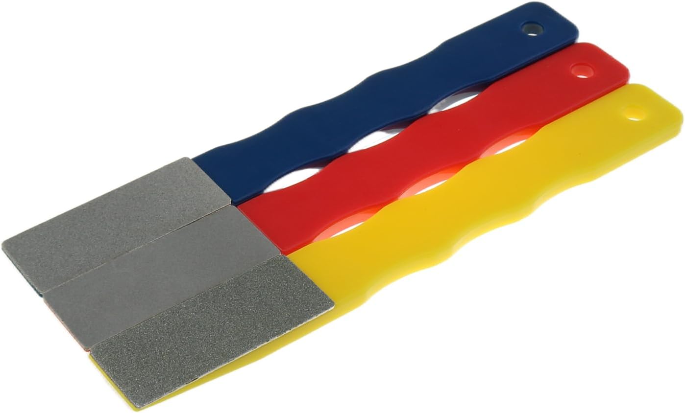 MEETOOT 3-Piece Diamond Sharpening Stone Set Color-Coded Diamond Sharpening Tools Flat Hand File Kit for Hunting, Outdoor