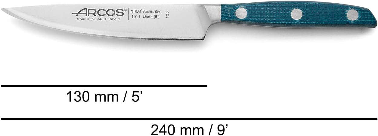 Arcos Forged Paring Knife 4 Inch Stainless Steel. Sharp Kitchen Knife for Peeling Fruits and Vegetables. Ergonomic Polyoxymethylene Handle and 100mm Blade. Series Manhattan. Color Black