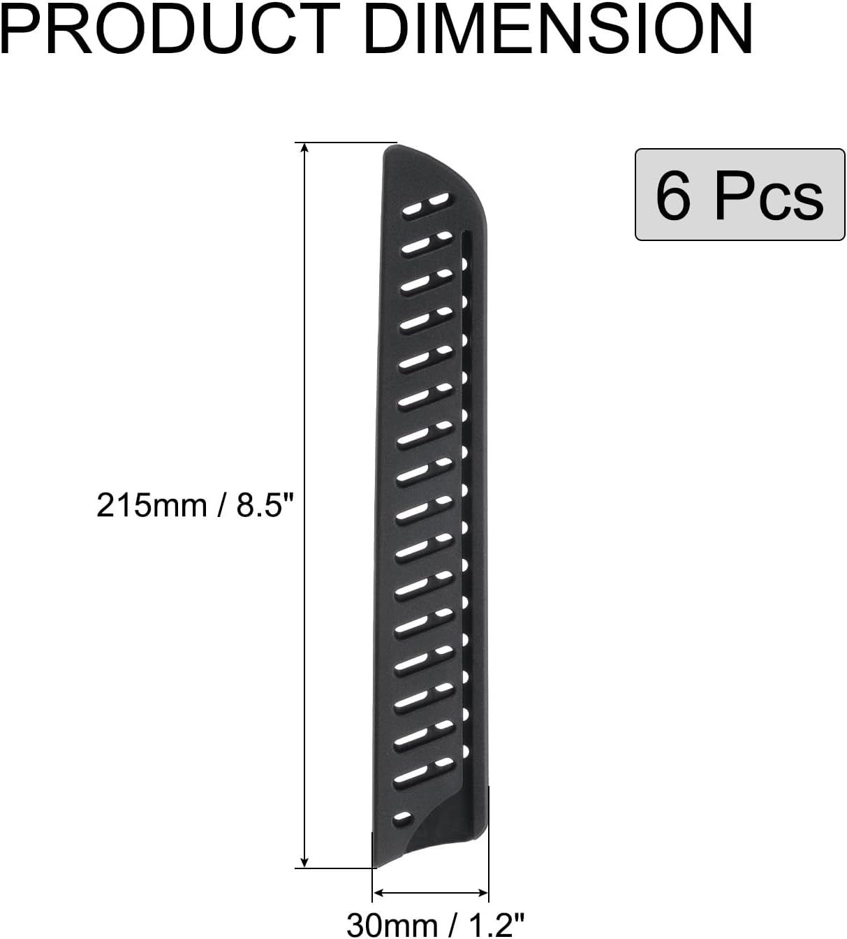 uxcell 6 Pcs Knife Cover Sleeves, 5.3" x 1" PP Knives Edge Guard Blade Protector Universal Knife Sheath for Home Kitchen, Black