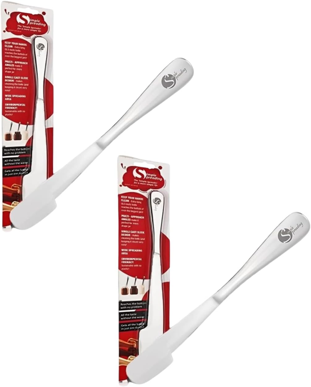 Simple preading Stainless Steel Spatula Spreader Knife, Peanut Butter and Jelly, Chocolate or Strawberry Jam Stirrer & Jar Scraper 11.5" Multifunction Stir & Scrape BIG Jars - Spread with Clean Hands
