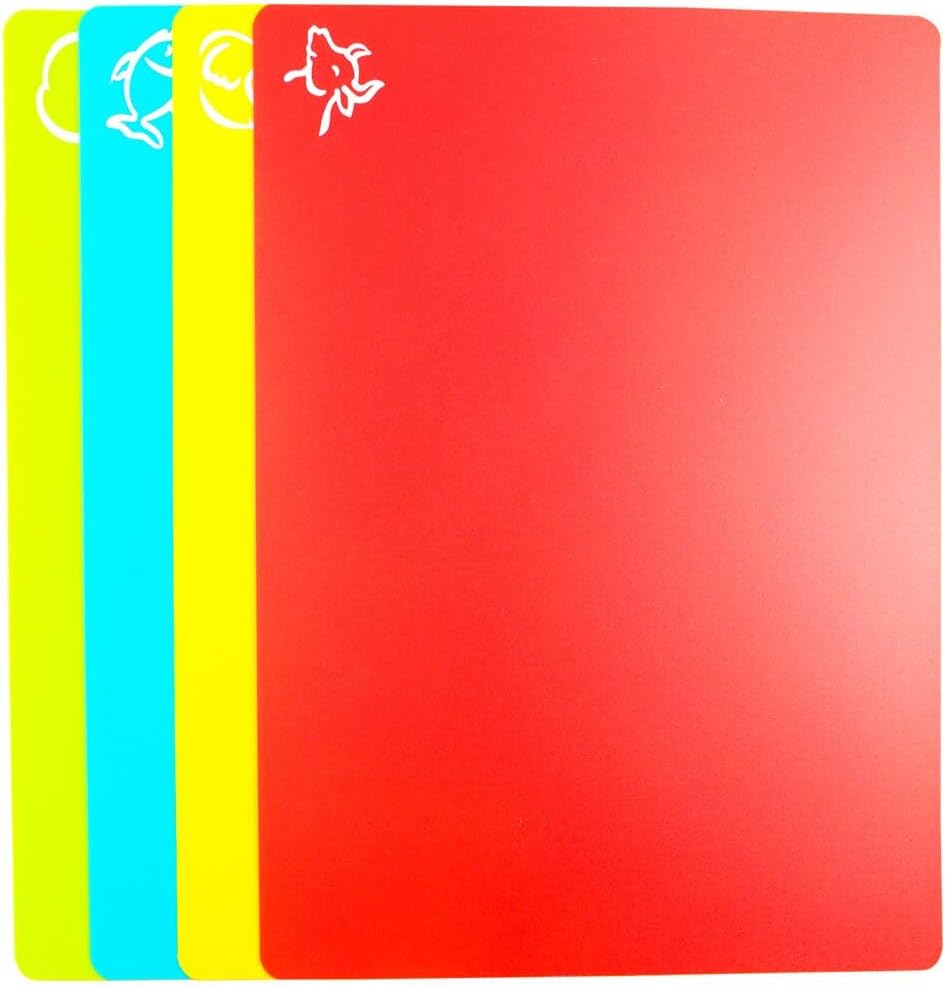 4 Pieces Flexible Cutting Board mats, Plastic Cutting Boards for Kitchen Cooking, Cutting board sheets for Meat and Vegetables, Dishwasher Safe