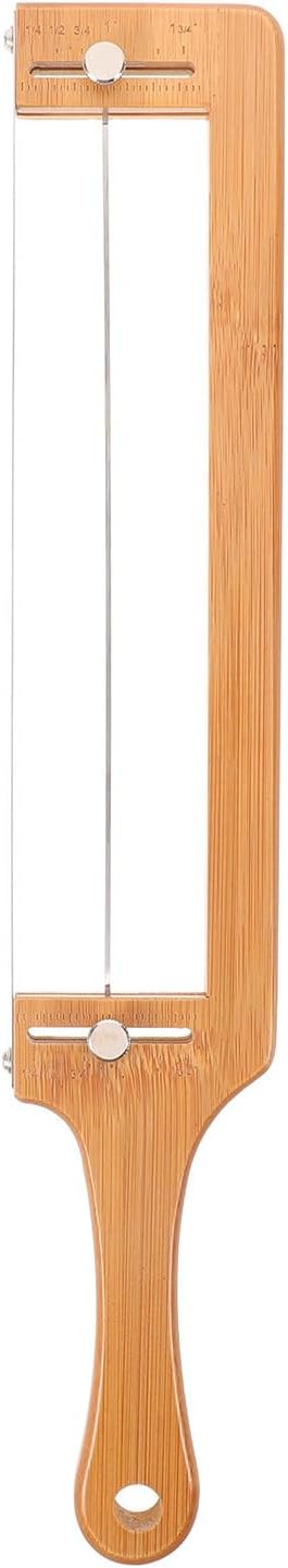 DECHOUS Adjustable Bread Slicer for Sourdough - Homemade Bread Knife with Thickness Guide, Sharp Stainless Serrated Blade, Bamboo Frame for Bagels, Baguettes