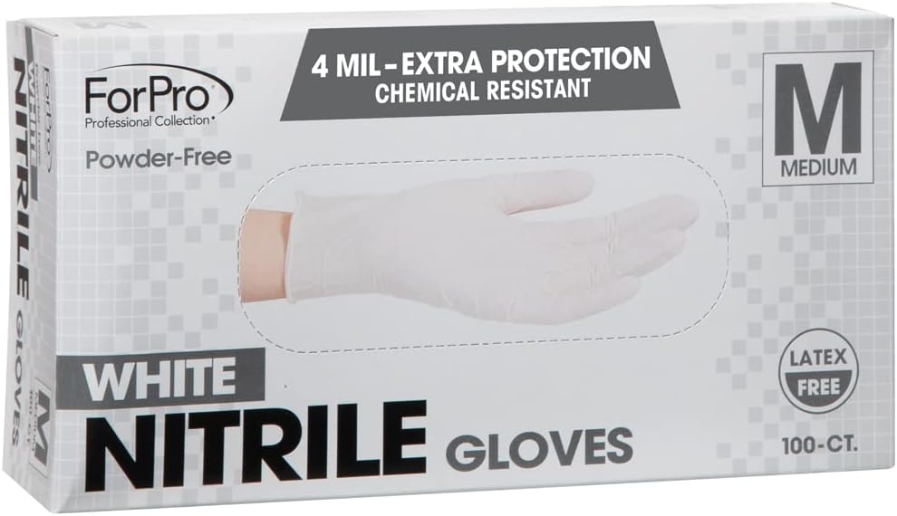 ForPro Disposable Nitrile Gloves, Chemical Resistant, Powder-Free, Latex-Free, Non-Sterile, Food Safe, 4 Mil