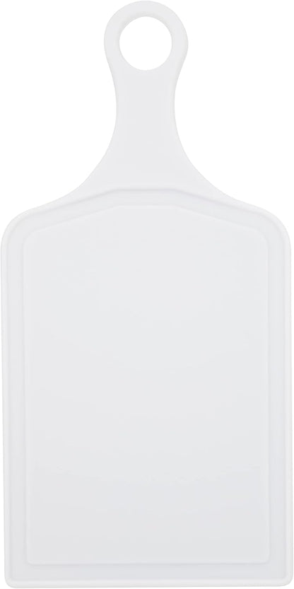 Farberware 3-Piece Plastic Cutting Board Set, Dishwasher-Safe Poly Chopping Board for Kitchen with Paddle, Charcuterie Board Set, White