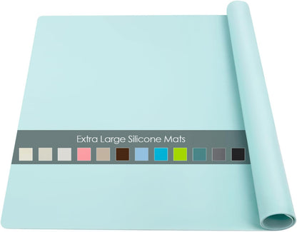 Extra Large Dark Green Countertop Mat - Silicone Table Kitchen Desk Mat - Non-Slip & Heat Resistant - Dinner Placemat Pastry Dough Rolling Mat - Colors A