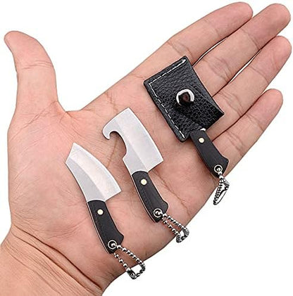 2pcs Stainless Steel Portable Mini Pocket Knife Small Knife Tiny Thumb Multitool Box Cutter Tools (Chef Knife)