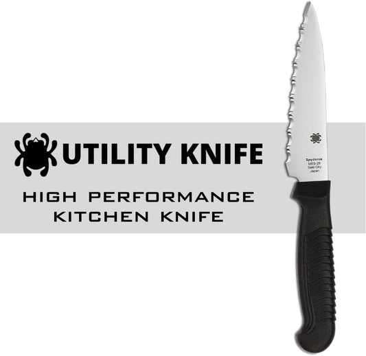 Spyderco Lightweight Kitchen Utility Knife with MBS-26 Stainless Steel Blade and Polypropylene Plastic Handle