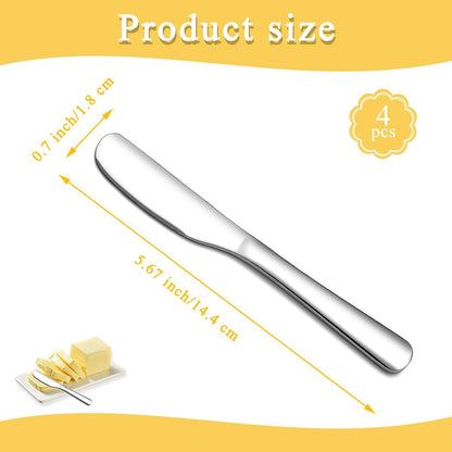 Homquen Stainless Steel Butter Knife, Butter Spreader, Butter Knives, Butter Spreader Knife for Kitchen Restaurant Party, Kitchen Gadgets, Set of 4