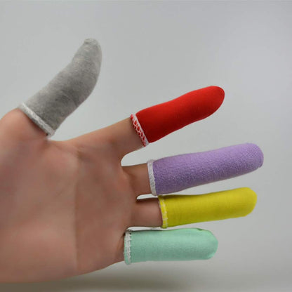 GSHLLO 50 PCS Cotton Finger Cots Gloves Finger Guards Protective Fingertip Cover Sleeves for Men Womens