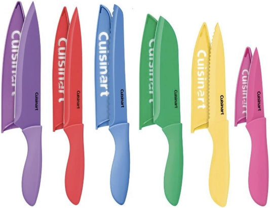 Cuisinart 12-Piece Kitchen Knife Set, Advantage Color Collection with Blade Guards, (Nautical)