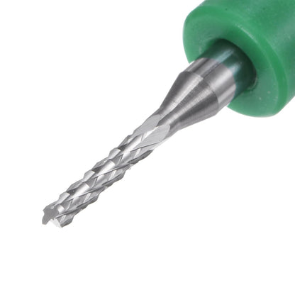 HARFINGTON 10pcs End Mill Bits 0.8mm Solid Carbide CNC Router Bits Engraving Cutter Tools for PCB Circuit Board Milling Machine Wood Carving, 1/8" Straight Shank