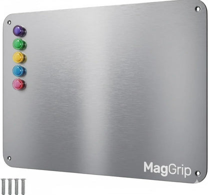 9 inches x 6.5 inches Stainless Steel Plate for Magnets, 3M Adhesive Back, Mounting Screws, Ideal for Magnetic Shelf, Spice Holders, Colorful Magnets as a Gift. Mount Anywhere! (Silver, 1 Pack)