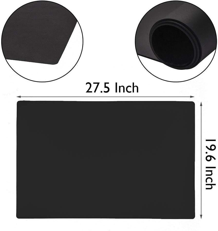 23.6'' by 15.7''Flexible Silicone Placemat Non Slip Waterproof Heat Resistant Dinner Table Black 1PCS