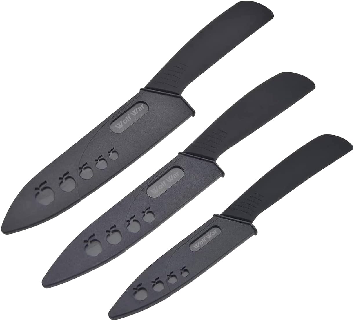 Kitchen Ceramic Knife Set Professional Knife With Sheaths, Super Sharp Rust Proof Stain Resistant (6" Chef Knife, 5" Utility Knife, 4" Fruit Knife)