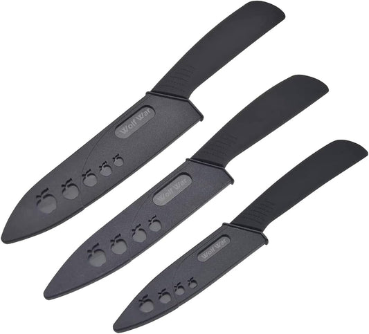 Kitchen Ceramic Knife Set Professional Knife With Sheaths, Super Sharp Rust Proof Stain Resistant (6" Chef Knife, 5" Utility Knife, 4" Fruit Knife)