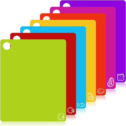 Goodluck 7 Pieces Flexible Cutting Boards, BPA Free Plastic Cutting Boards for Kitchen, Non Slip Cutting Mat for Meat and Vegetables