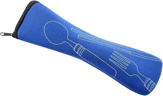 Blue Portable Tableware Bag Outdoor Travel Camping Cutlery Pouch Storage Bag Flatware Tableware Dinnerware Carrying Case for Knife Fork Spoon Tea Spoon Chopsticks Bottle Opener Straws Camp Kitchen