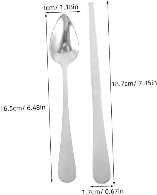 Unomor Stainless Steel Grapefruit Spoon and Knife Serrated Edges Thick Handle Fruit Scrapers Kitchen Tools for Salads Melon Pitaya