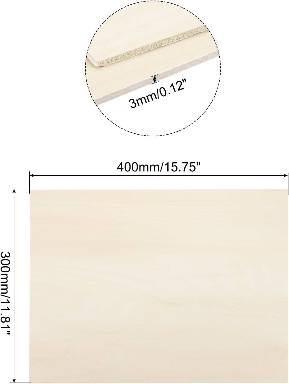 MECCANIXITY 3pcs Basswood Sheets 12 x 8 x 3/8 Inch Unfinished Wood Boards Plywood for DIY Crafts Laser Cutting with Smooth Surfaces