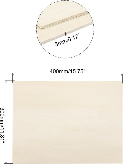 MECCANIXITY 3pcs Basswood Sheets 12 x 8 x 3/8 Inch Unfinished Wood Boards Plywood for DIY Crafts Laser Cutting with Smooth Surfaces