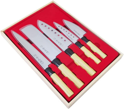 Sumikama SP-005 5-Piece Set, Sashimi Knife, Nagiri Knife, Santoku Knife, Petty Knife, Koide Blade Knife, Set of 5