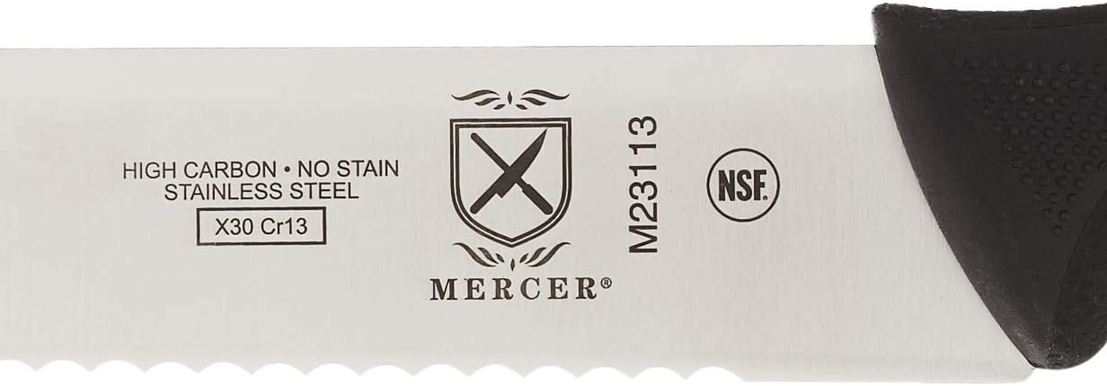 Mercer Culinary M22408 Millennia Black Handle, 8-Inch Offset Wavy Edge, Bread Knife