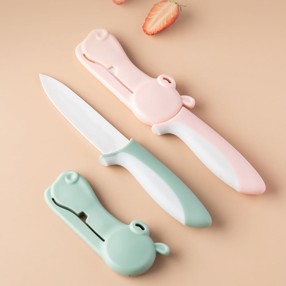 3 PCS Colorful Knivies Set, 4 Inch Ceramic knife 3 PCS Knives with Zirconia Blade and Sheath Covers,use for meat fruit vegetable and bread (green blue and pink)
