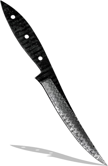 Custom Hand Forged Damascus Steel Blank Blade Fillet Knife Fisherman's Filet Fishing Knife Blade Damascus Blade Billet Handmade Knife Making Supply (FB-07)
