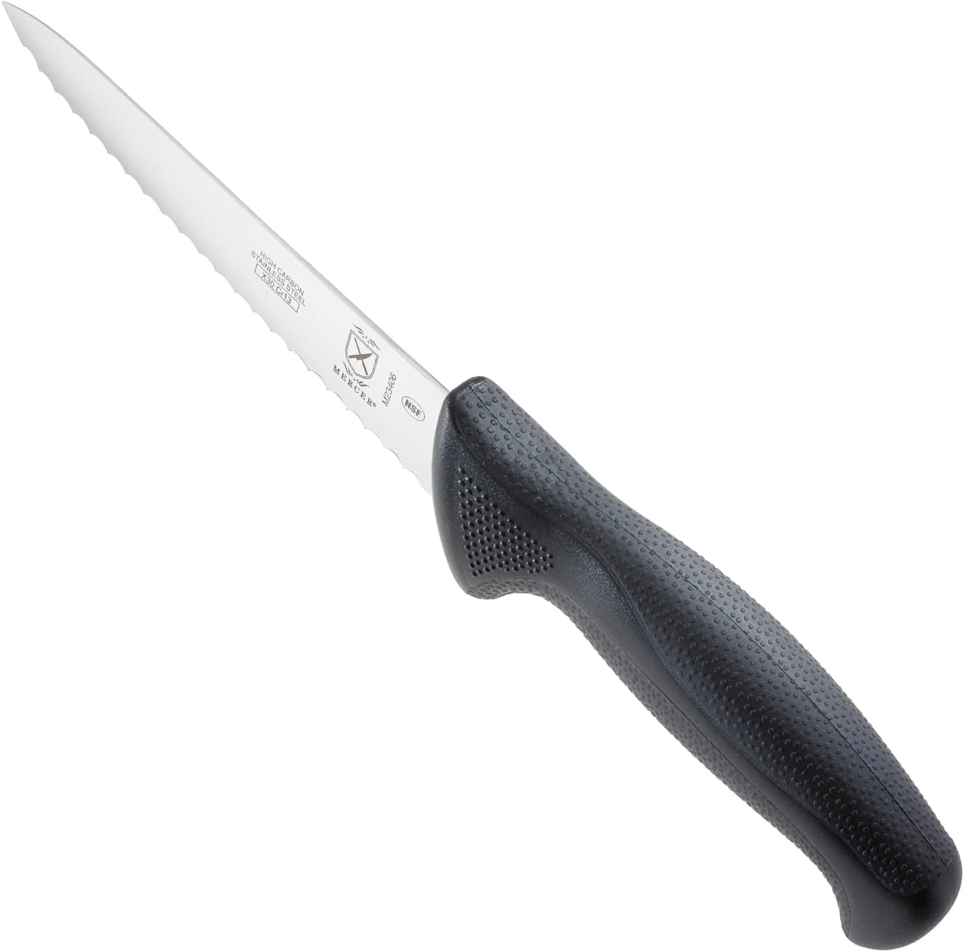 Mercer Culinary M22408 Millennia Black Handle, 8-Inch Offset Wavy Edge, Bread Knife