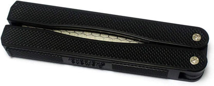 400/600 Grit Pocket Knife Sharpener Folding Diamond Knife Sharpener Double-Sided Sharpening Stone for Outdoor Camping Garden Kitchen (Black) (Foldable)