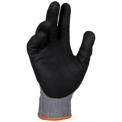 KLEIN TOOLS 60585 Work Gloves, Knit Dipped Cut Resistant ANSI A2 Nitrile Coated Gloves, HPPE Fabric, Touchscreen Capable, Large, 2-Pair
