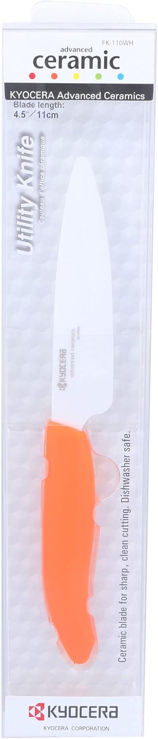 Kyocera Advanced Ceramic Revolution Series 4.5-inch Utility Knife, Red Handle, White Blade