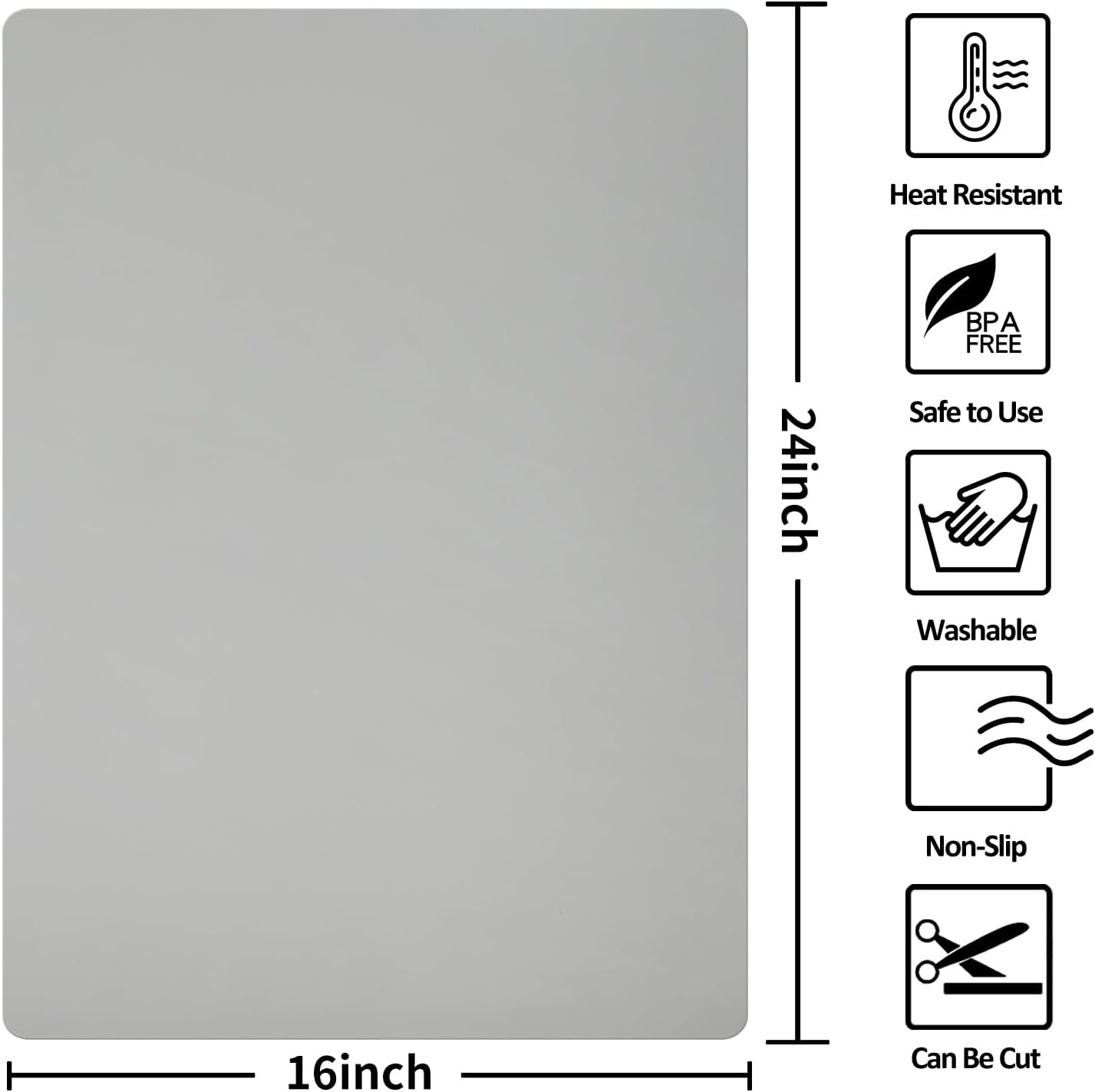 Silicone Mats for Kitchen Counter Thicker Extra Large Heat Resistant Mats Countertop Protector Liners for Bottom of Oven Air Fryer Coffee Maker, 24" x 16" x 2 mm, Translucent