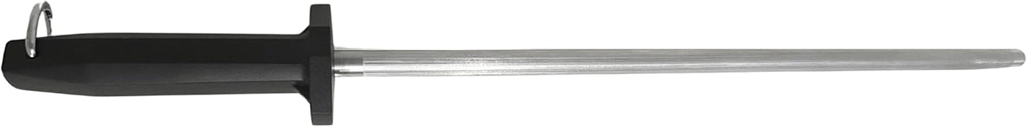 Professional Butcher’s Honing Steel – Round Rod for Chefs, Meat Cutters, and Home Kitchens – Carbon Steel Knife Alignment Tool with Non-Slip Handle (14 inch)