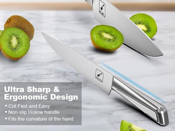 imarku 14-Piece Purple Knife Set with Block – Glides Through Meat, Fish, Veggies & Bread – Standout Color for Stylish Kitchens – Built-in Sharpener – Elegant Gift for Mom, Wife, and Yourself