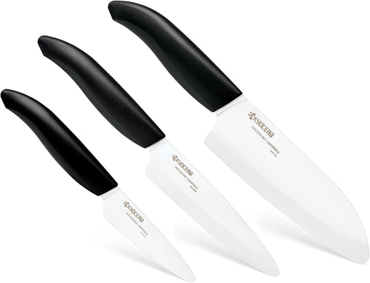 Kyocera 610445-FK-3PC-WHBU 3Piece Advanced ceramic Revolution Series Knife Set, Blade Sizes: 5.5", 4.5", 3", Blue