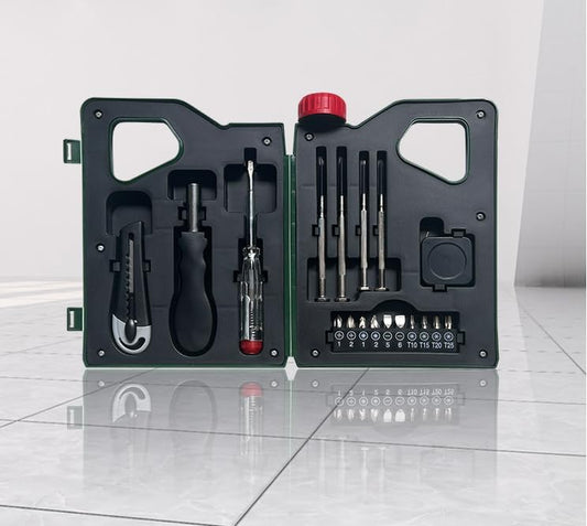18-Piece Home Tool Kit - Complete Repair Set with Screwdrivers, Precision Bits, Utility Knife & Organized Storage Case for DIY Household & Emergency Repairs