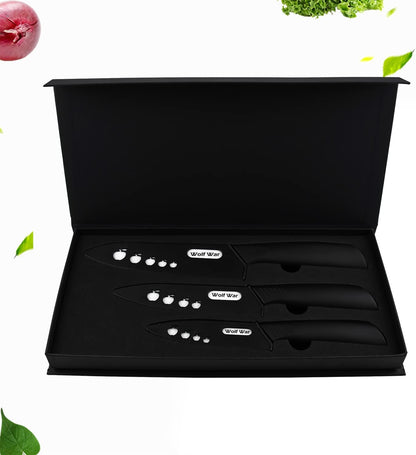 Kitchen Ceramic Knife Set Professional Knife With Sheaths, Super Sharp Rust Proof Stain Resistant (6" Chef Knife, 5" Utility Knife, 4" Fruit Knife)