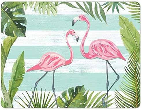 Cut N' Funnel Flamingos & Stripes Designer Flexible Plastic Cutting Board Mat, 15" x 11.5", Made in the USA, Decorative, Flexible, Easy to Clean