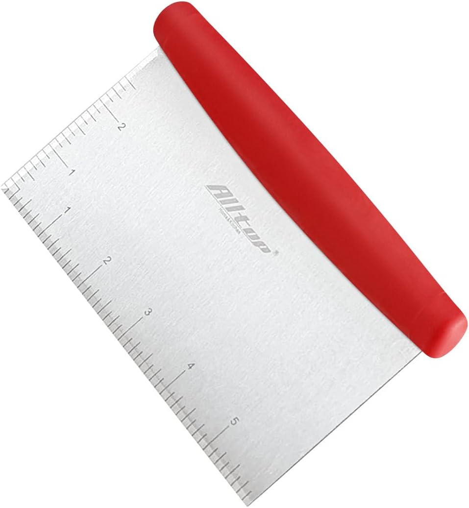 ALLTOP Bench Scraper & Chopper - Baking Essentials,Stainless Steel Blade Knife,Ideal Kitchen Tool for Home Baking and Meal Prep, Bread Making, Pasta,Pastry,Dough and Cake - Set of 2 Pack