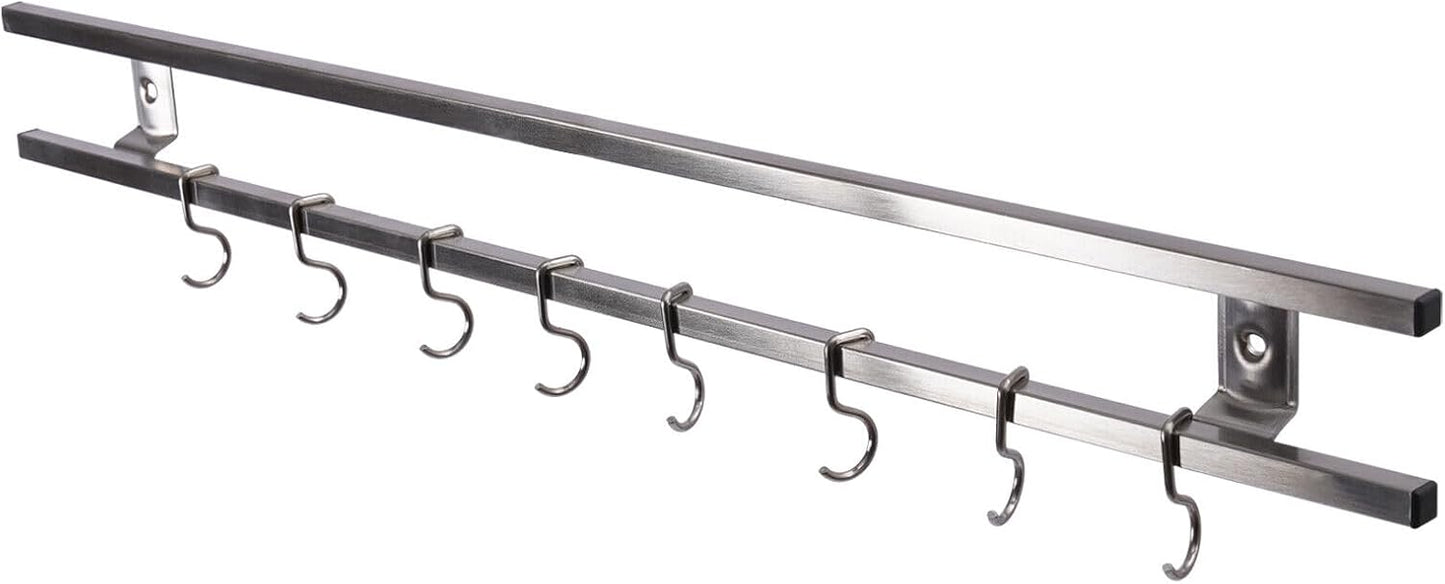 Double-bar Tool Holder, 24Inch Magnetic Knife Holder Magnetic Knife Strip with 8 Hooks Powerful Magnetic