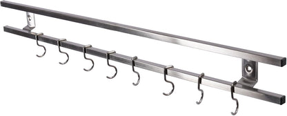 Double-bar Tool Holder, 24Inch Magnetic Knife Holder Magnetic Knife Strip with 8 Hooks Powerful Magnetic