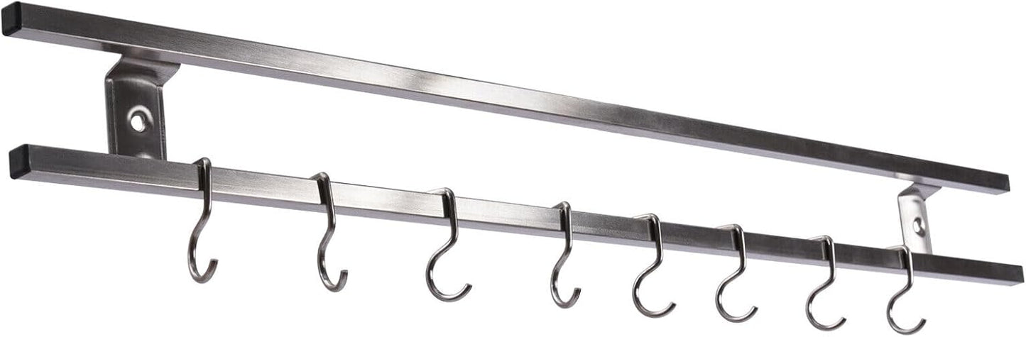 Double-bar Tool Holder, 24Inch Magnetic Knife Holder Magnetic Knife Strip with 8 Hooks Powerful Magnetic
