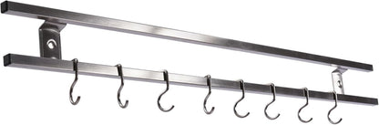 Double-bar Tool Holder, 24Inch Magnetic Knife Holder Magnetic Knife Strip with 8 Hooks Powerful Magnetic