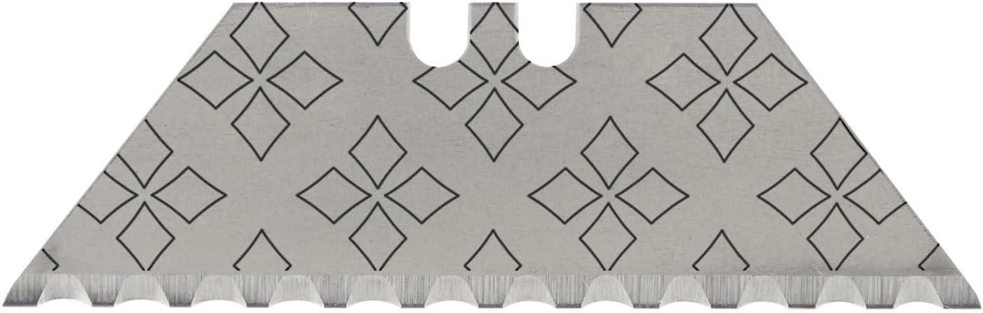 NDZ Performance Serrated Steel Blade Replacement for Utility Knife & Box Cutters, Custom Double Sided Laser Engraved Designs, Silver - Skull - 3 Pack