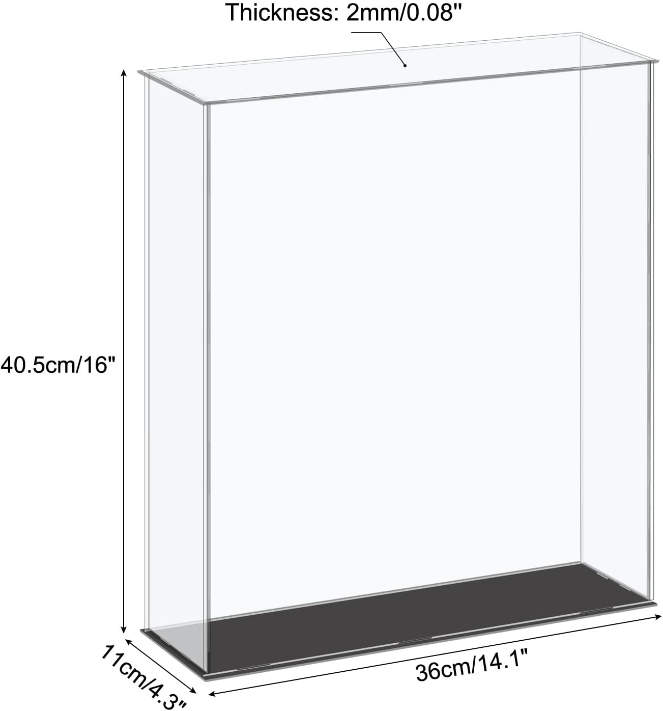 MECCANIXITY Acrylic Display Case Plastic Box Cube Storage Box Clear Small Assemble Dustproof Showcase 14.1x4.3x4.1 Inch for Collectibles Items