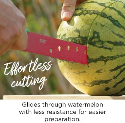 Kuhn Rikon Watermelon Knife, Serrated Fruit Slicer for Watermelon and Large Fruit, Long Blade for Clean Slicing, Easy Cutting Tool
