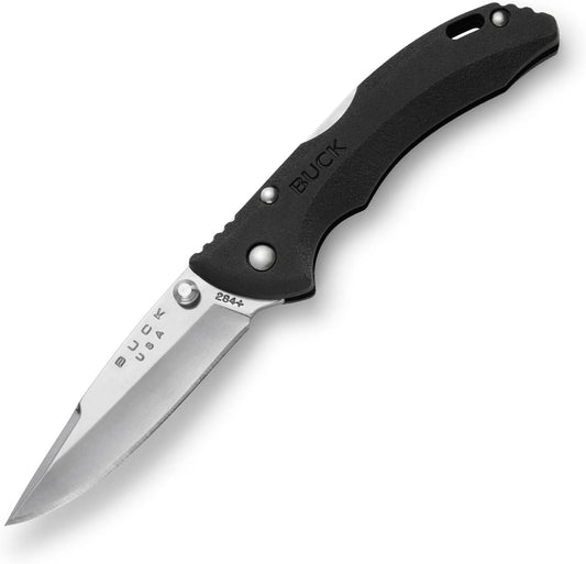 Buck Knives 284 Bantam BBW Folding EDC Knife, 2-3/4” Pocket Knife Blade, Nylon Handle, 420HC Stainless Steel Drop Point Folding Blade, Made in the USA, Black, 1.5 oz