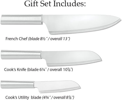Rada Cutlery Chef Select Gift Set (G257), 3-Piece Knife Set, Stainless Steel Blades, Black Handle
