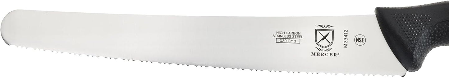 Mercer Culinary M22408 Millennia Black Handle, 8-Inch Offset Wavy Edge, Bread Knife